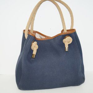 Michael Kors Marina Anchor Rope Navy Blue Canvas